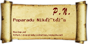 Poparadu Nikétás névjegykártya